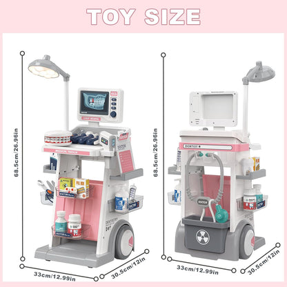 RedCrab Arztkoffer Spielzeug Kinder, 30Pcs Doktorspiele Zubehör Medizinischer Wagen Spielset mit Stethoskop, Thermometer und Spritze, Geschenk für Kinder Rollenspiel Spielzeug ab 3 Jahren