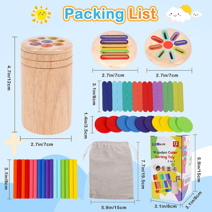 Jeu de tri des couleurs Montessori en bois – à partir de 1 an