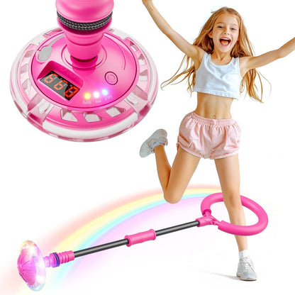 Anneau de saut avec LED et compteur – Anneau de saut pour enfants à partir de 5 ans, pliable et rechargeable