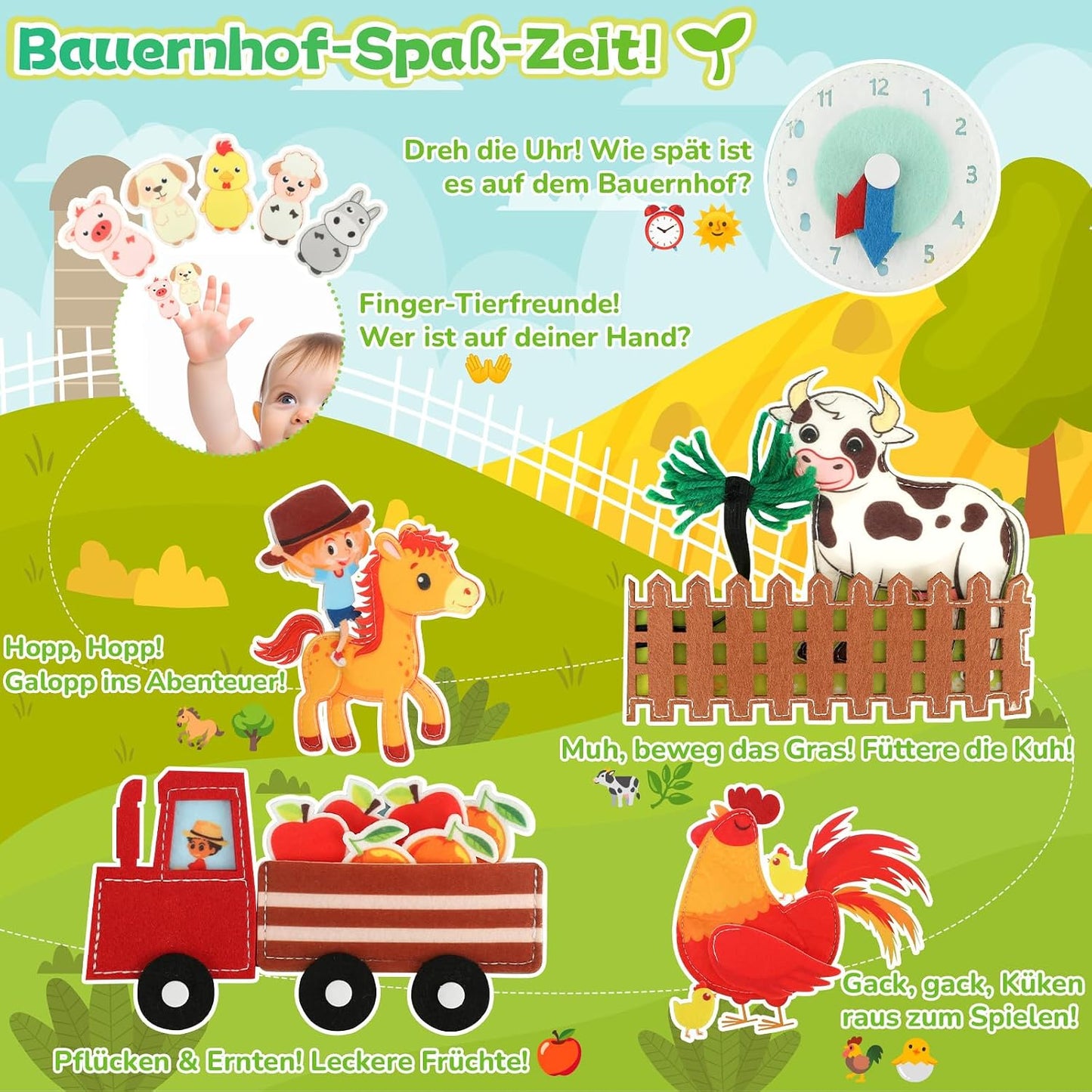 Bauernhof Quiet Book – 25 Aktivitäten, Montessori ab 2 Jahren