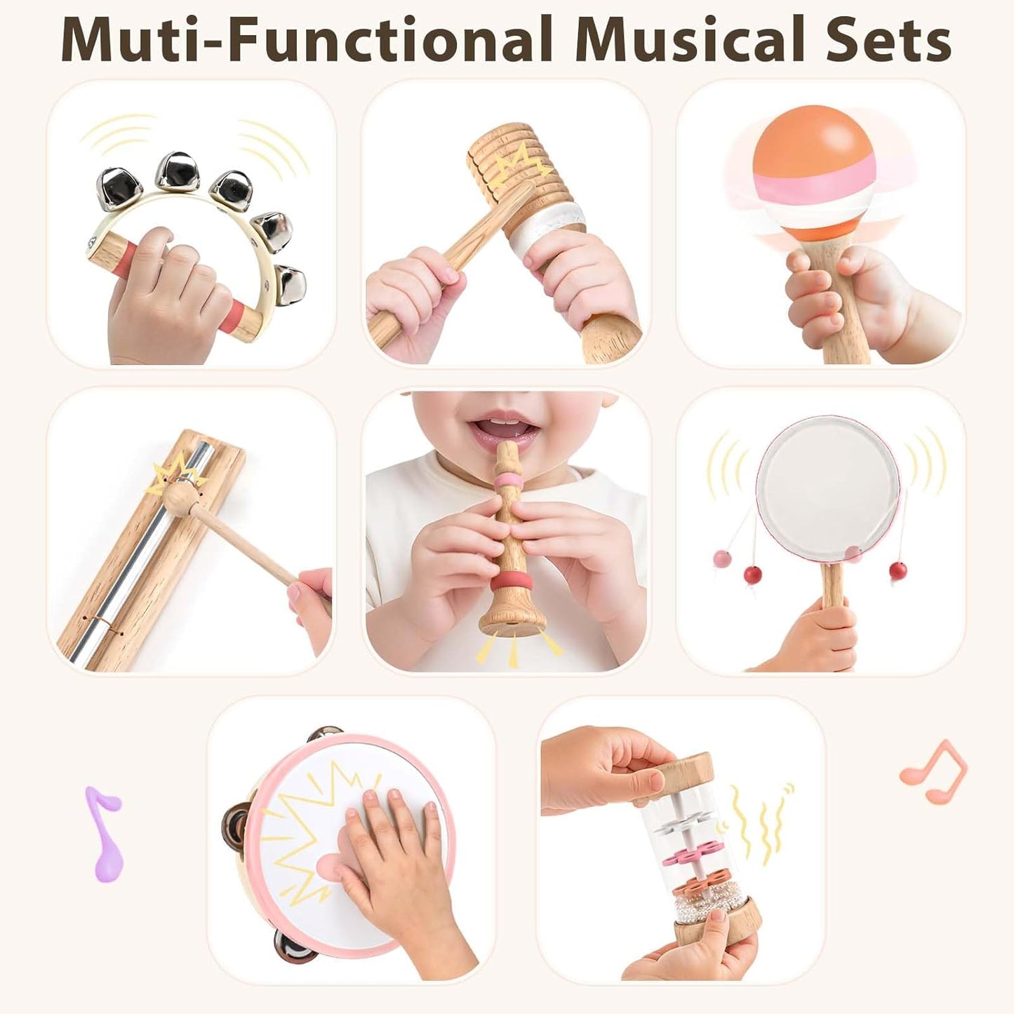 Instruments de musique en bois pour enfants – à partir de 2 ans