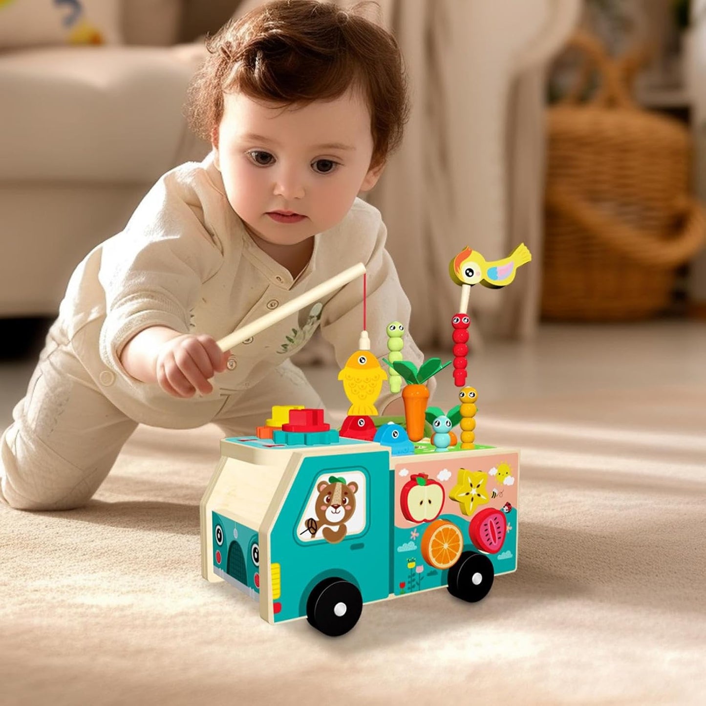 Holz Formensortierer zum Ziehen – Motorikspielzeug für Kleinkinder ab 1 Jahr