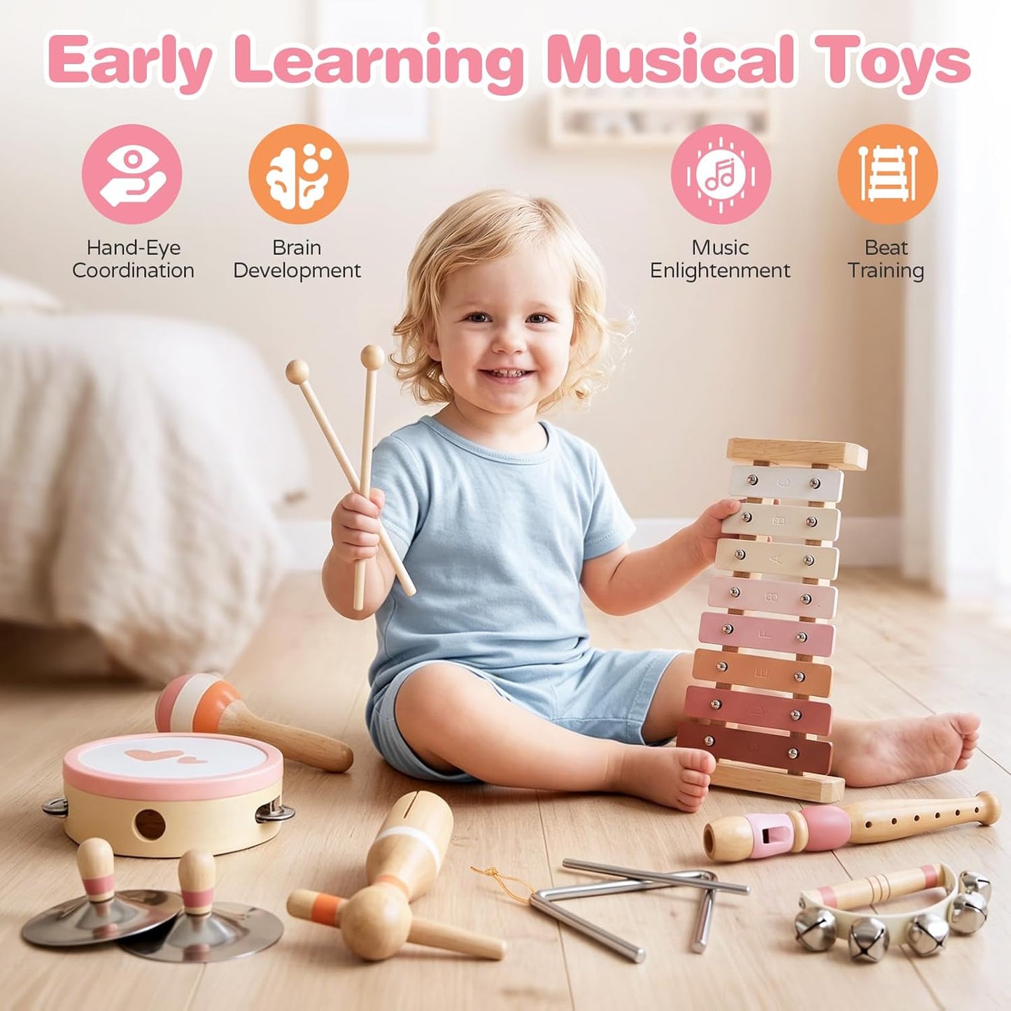 Instruments de musique en bois pour enfants – à partir de 2 ans