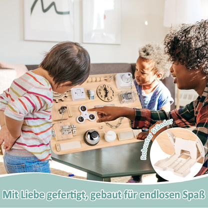 Tableau d'activités Montessori en bois – Plus de 18 activités pour les tout-petits