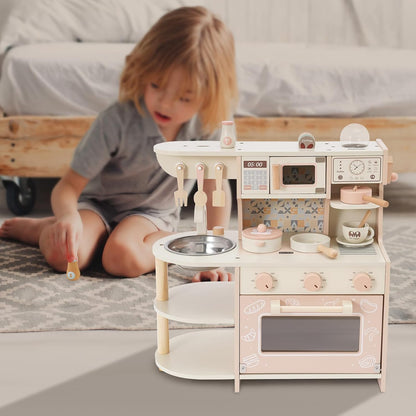 Holz Spielküche für Kinder – Komplett-Set mit Herd und Zubehör