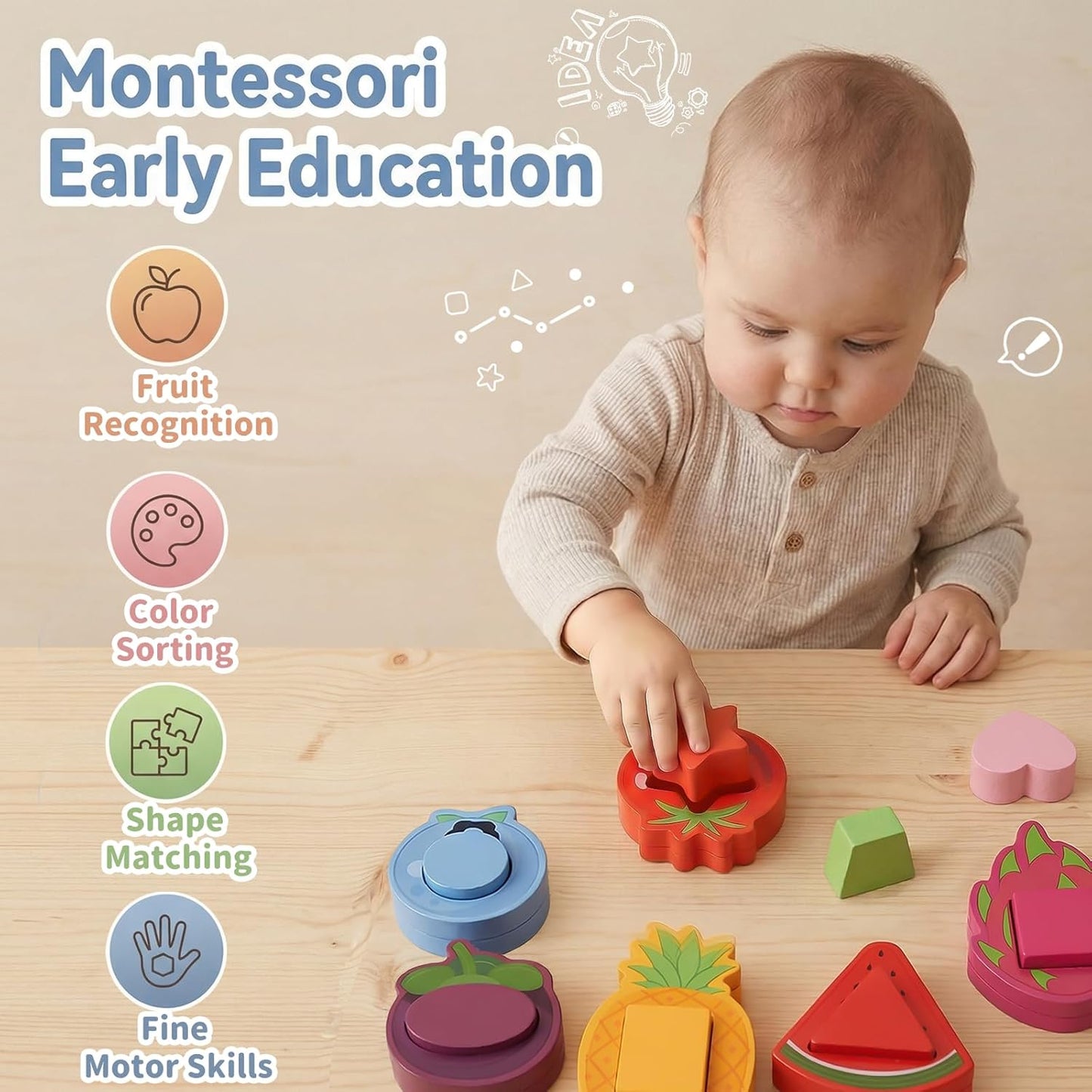 Holz-Steckspiel Obst & Gemuese 3-in-1 ab 1 Jahr