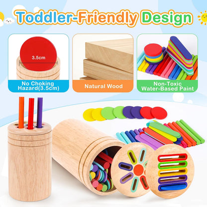 Jeu de tri des couleurs Montessori en bois – à partir de 1 an