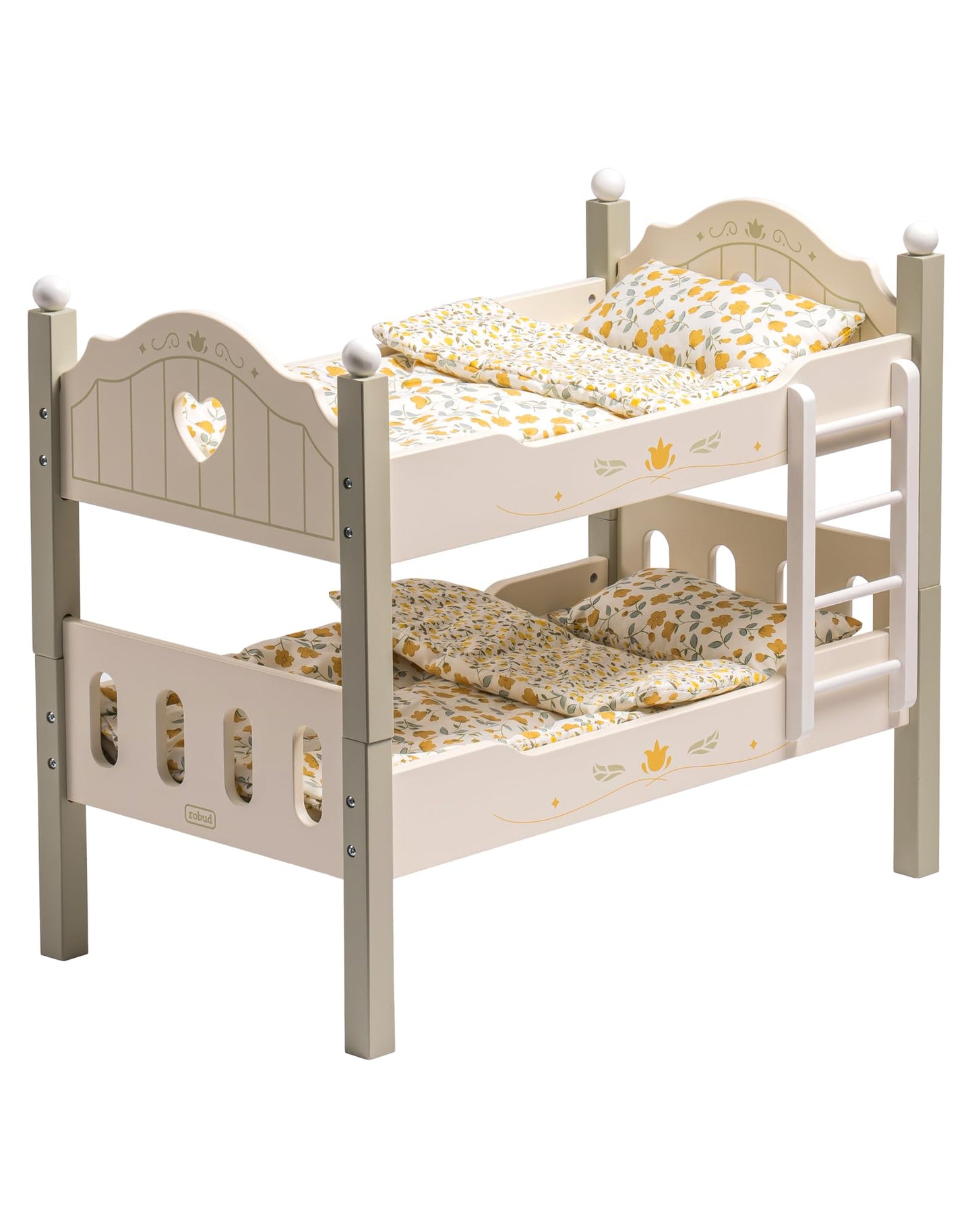 Holz Puppenbett 2-in-1 Etagenbett für 43 cm Puppen mit Zubehör