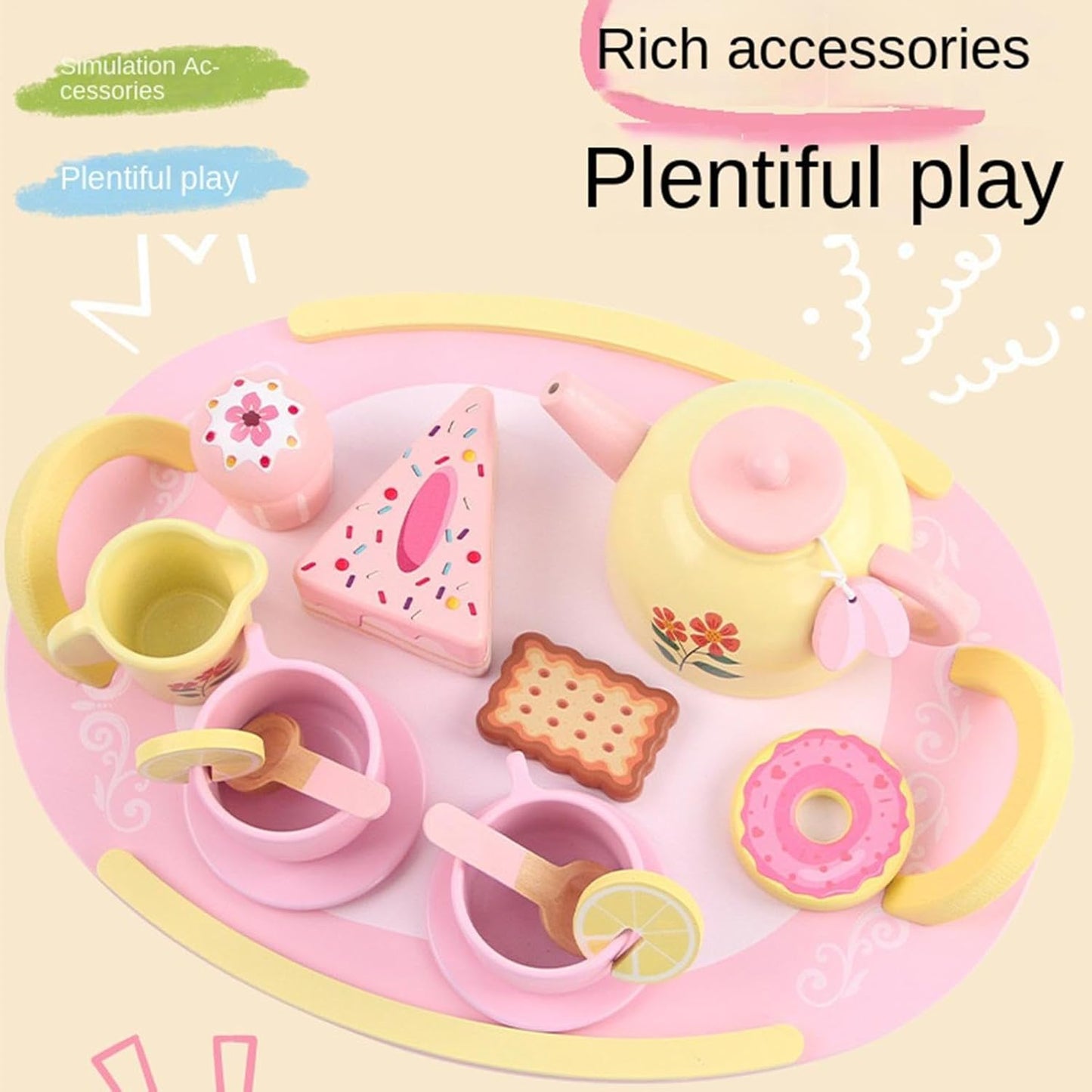 Holz-Teeservice, 16-teilig – Rollenspiel-Set für Mädchen ab 3 Jahren