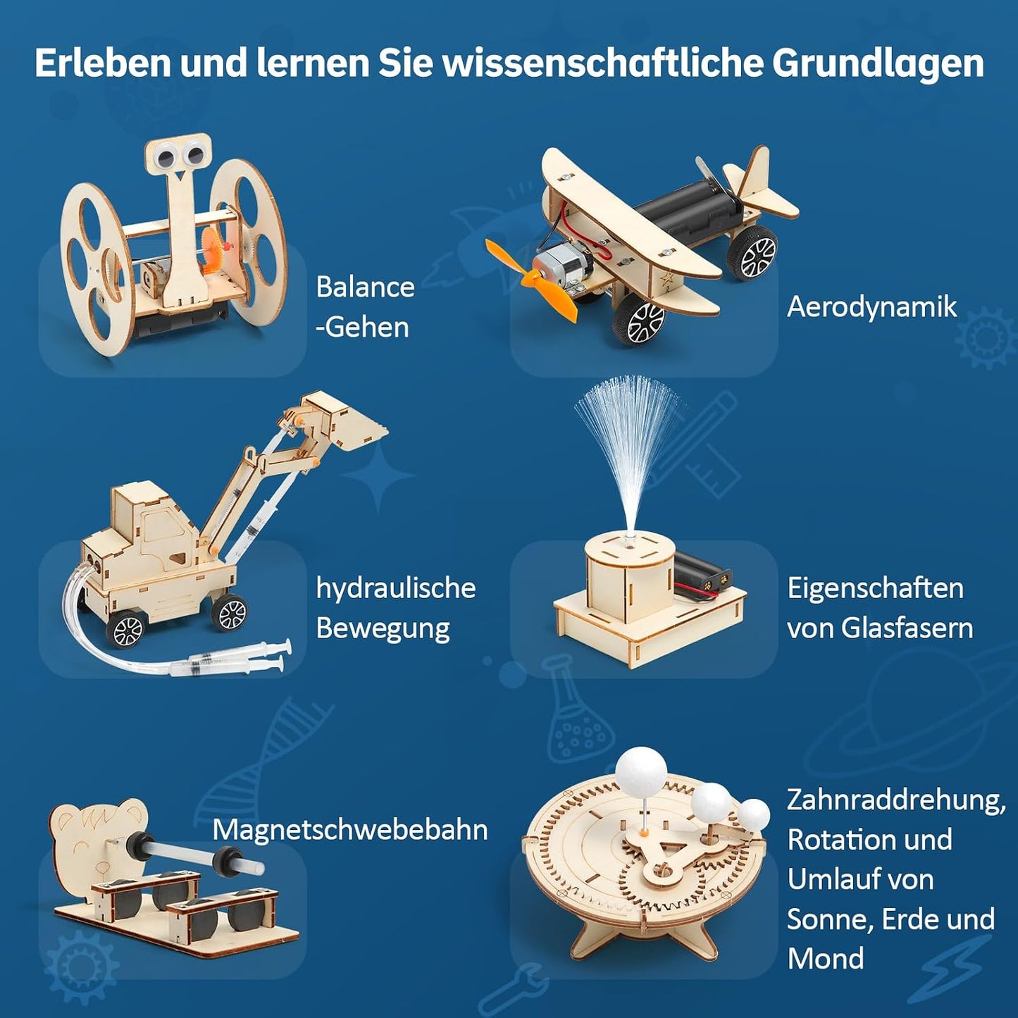 6-in-1 STEM Experimentierkasten Physik – Baukasten ab 8 Jahre mit Anleitung