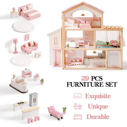 Luxus Puppenvilla mit Aufzug, Garage, Pavillon & Schwimmbad