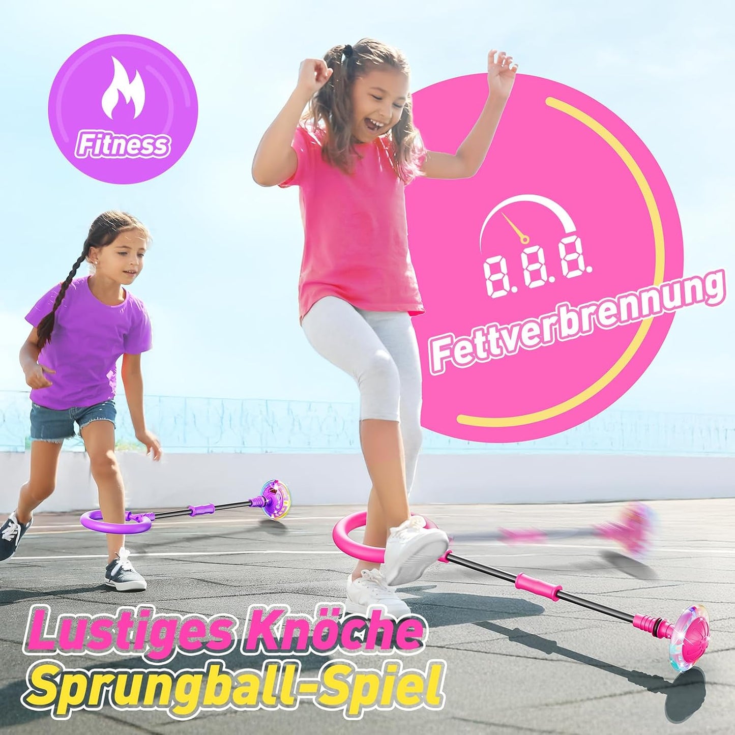 Anneau de saut avec LED et compteur – Anneau de saut pour enfants à partir de 5 ans, pliable et rechargeable