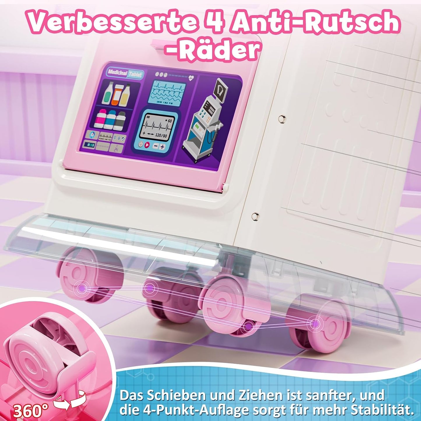 Kinder Arztkoffer mit Arztwagen, Licht & Sound – Doktorspiel ab 3 Jahren