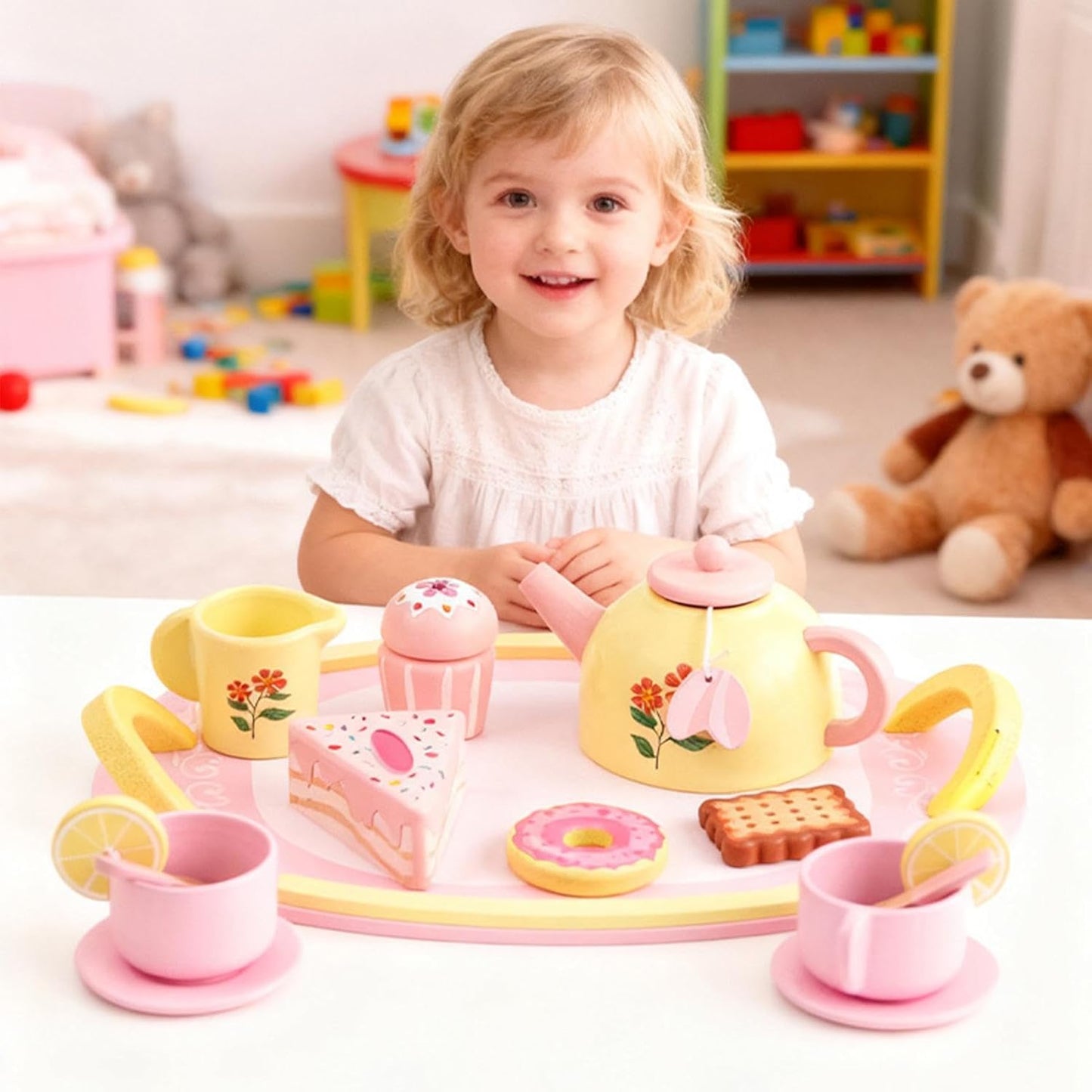 Holz-Teeservice, 16-teilig – Rollenspiel-Set für Mädchen ab 3 Jahren