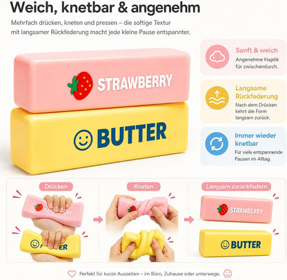 2 Stück Squishy Butter Erdbeere Slow Rising Quetschspielzeug Anti-Stress