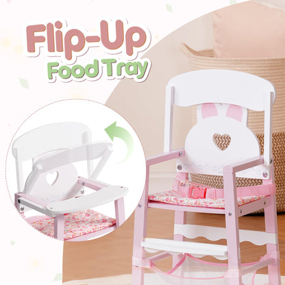 Puppenbett mit Kleiderschrank aus Holz – Spielmoebel fuer Puppen bis 55 cm