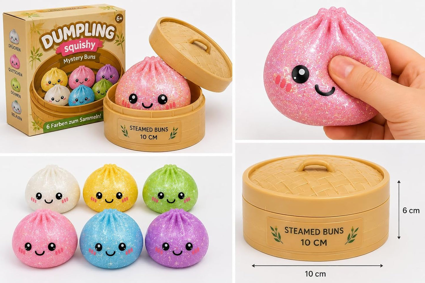 XXL Squishy Dumpling Viral Mystery Trend Überraschung Spielzeug zum Drücken & Kneten, Langsam Rückfedernd +Heartglobal Versandschutz