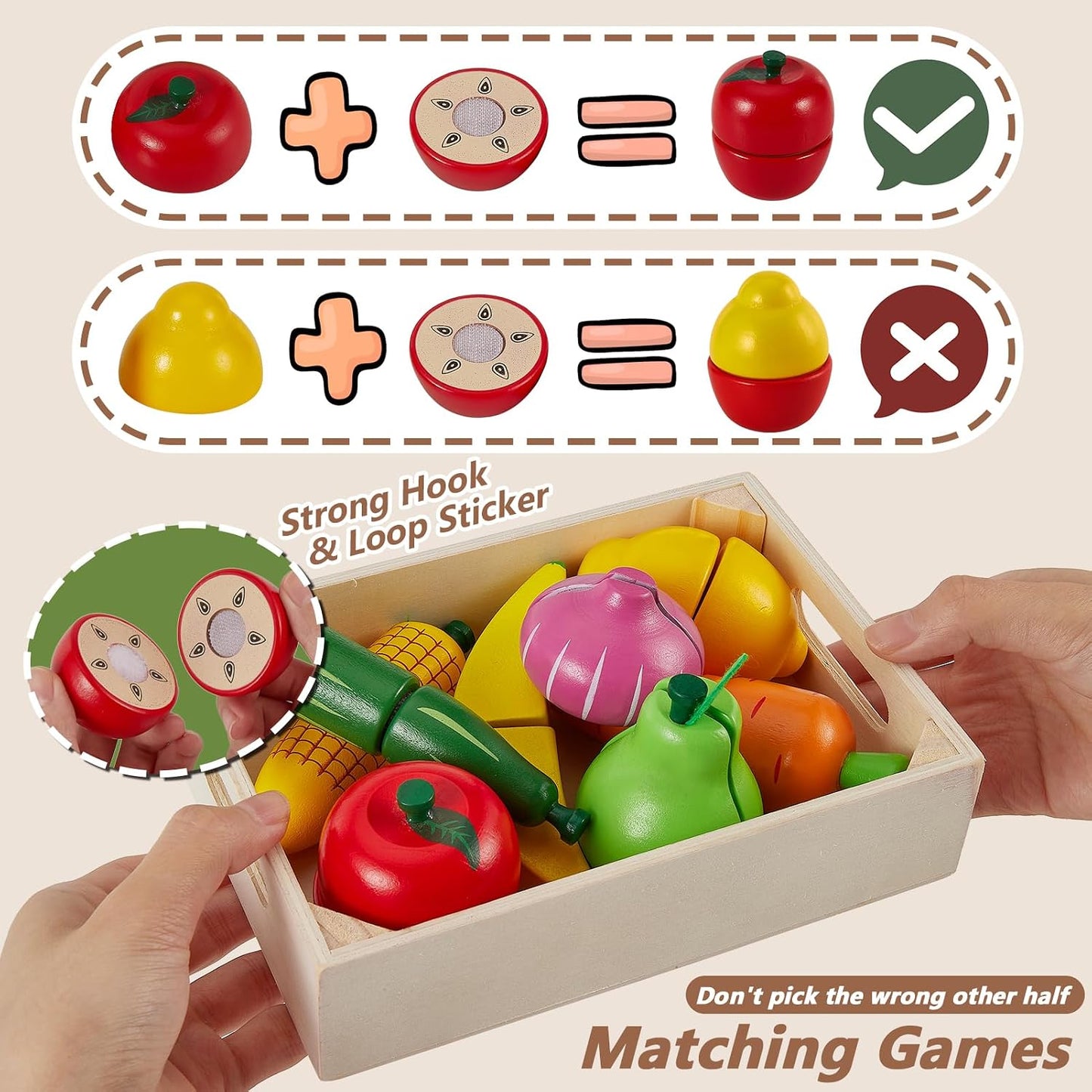 Obst & Gemüse Schneiden aus Holz – Küchen-Rollenspiel ab 3 Jahren