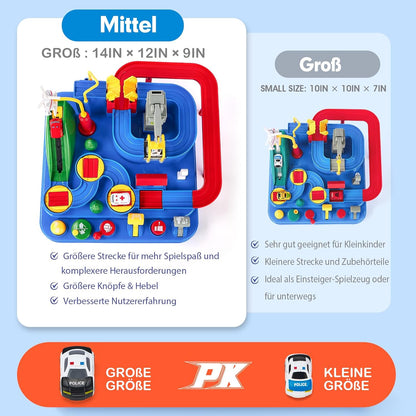 Circuit de voitures de course pour enfants sans piles – 3 véhicules, 8 défis