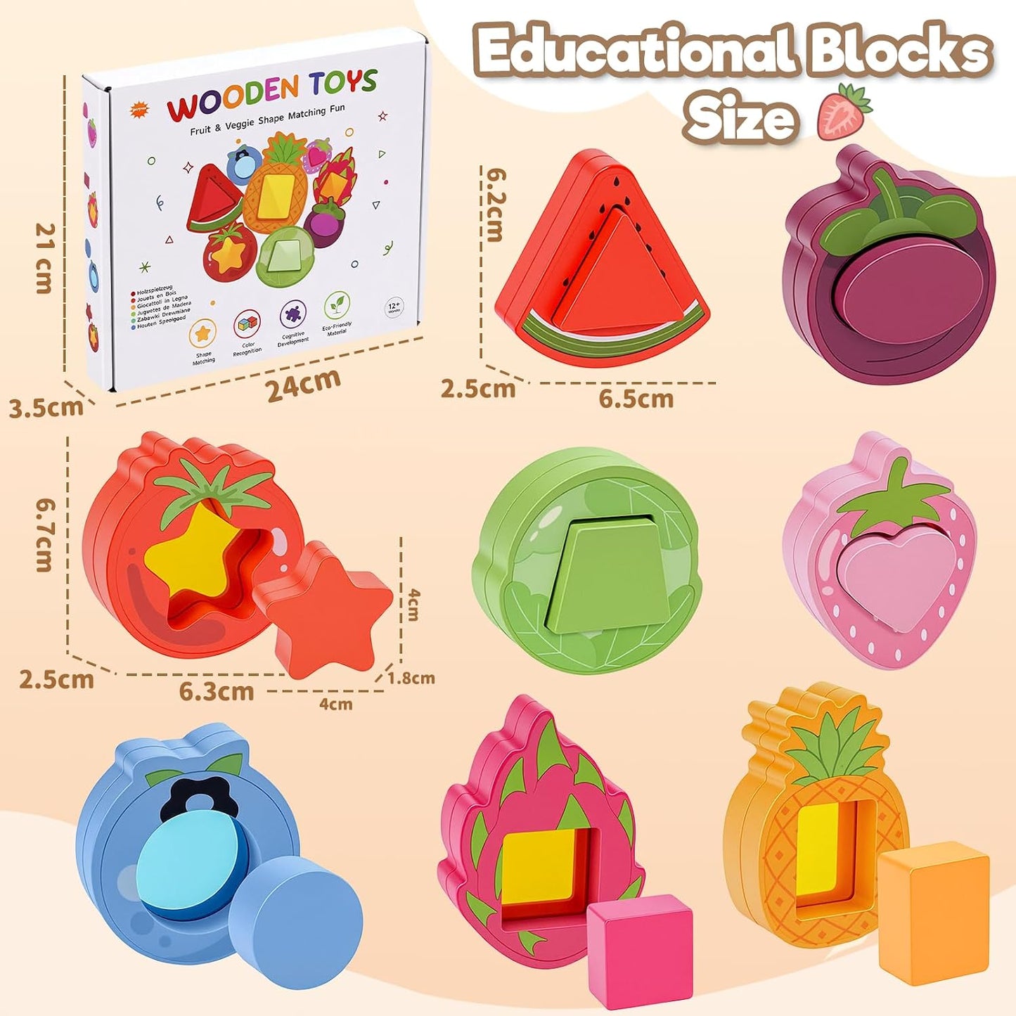 Holz-Steckspiel Obst & Gemuese 3-in-1 ab 1 Jahr