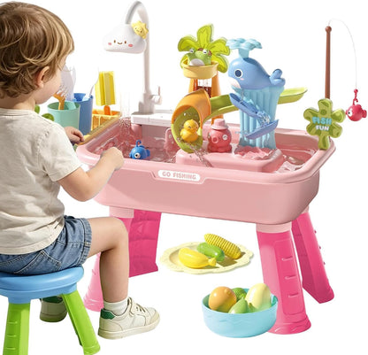 Kinder Wasserspieltisch mit Pumpe & 43 Zubehörteilen – Outdoor ab 4 Jahren