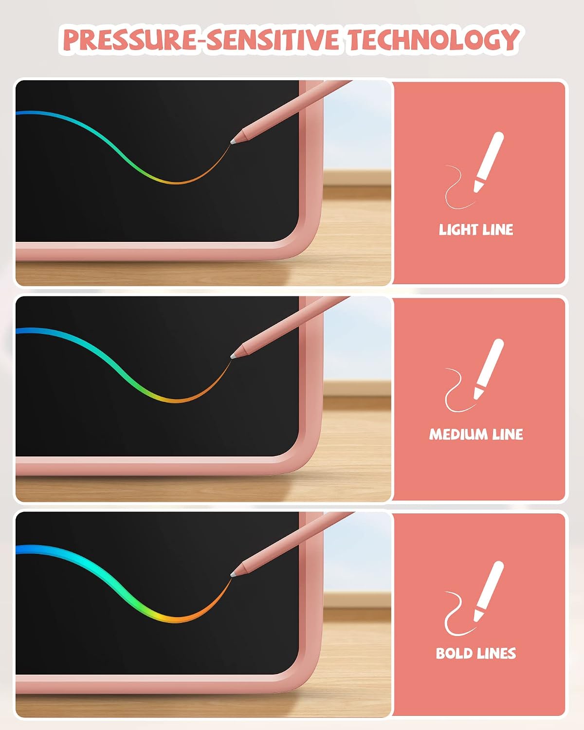 10-Zoll-LCD-Schreibblock, elektronisches digitales Schreiben und Farbbildschirm-Graffiti-Brett, Geschenke für Kinder und Erwachsene 3, 4, 5, 6, 7, 8 (Rosa)