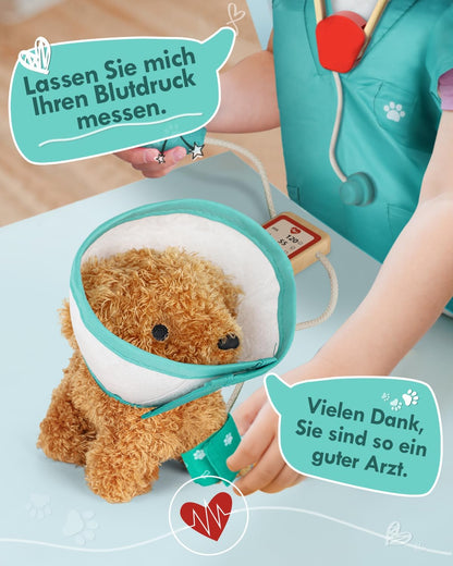 Tierarzt Spielzeug Kinder, Arztkoffer Holz ab 2 3 4 Jahre(Grün)
