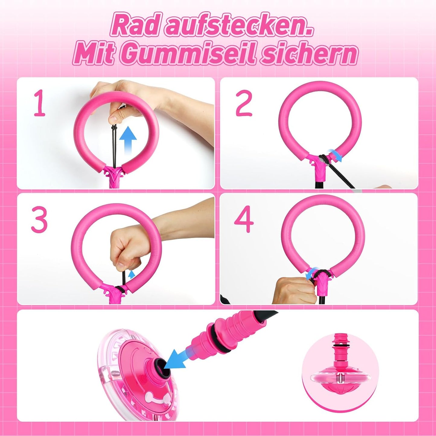 Anneau de saut avec LED et compteur – Anneau de saut pour enfants à partir de 5 ans, pliable et rechargeable