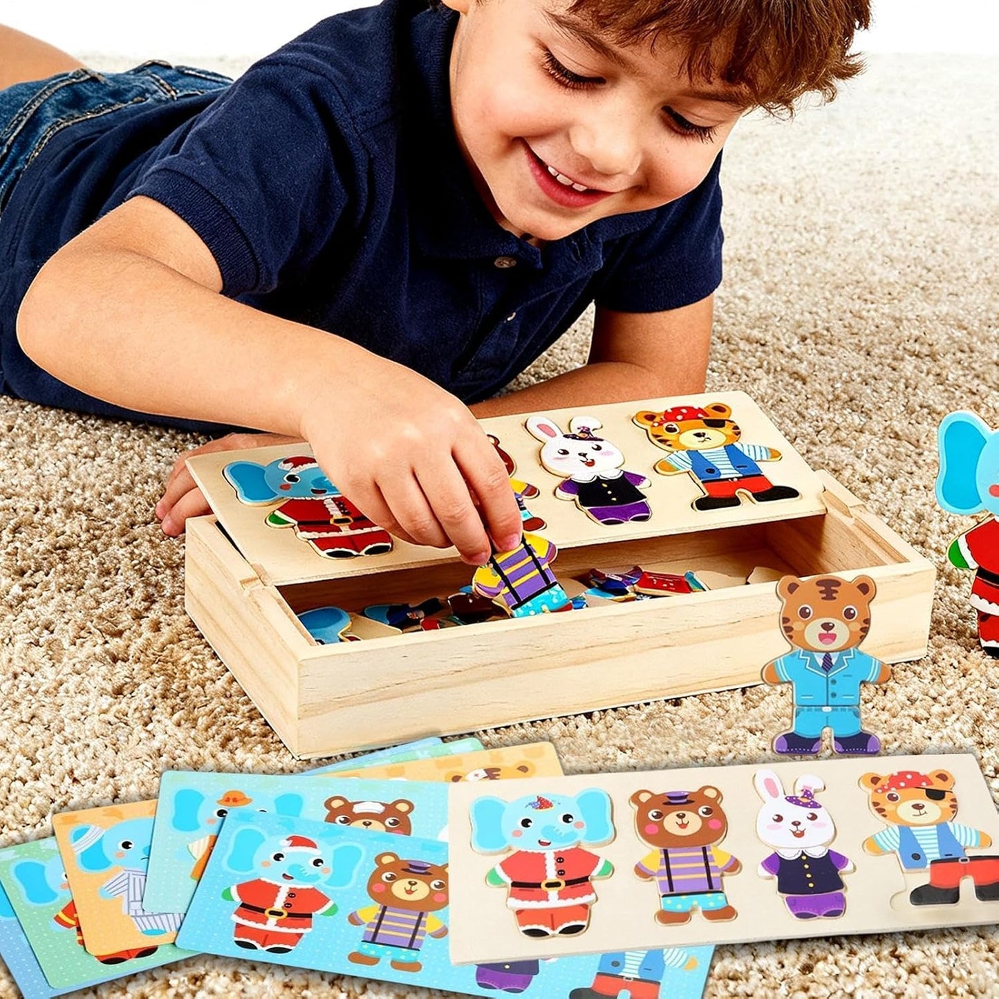 Magnetisches Anziehpuzzle Holz – Dress-Up mit Holzkiste
