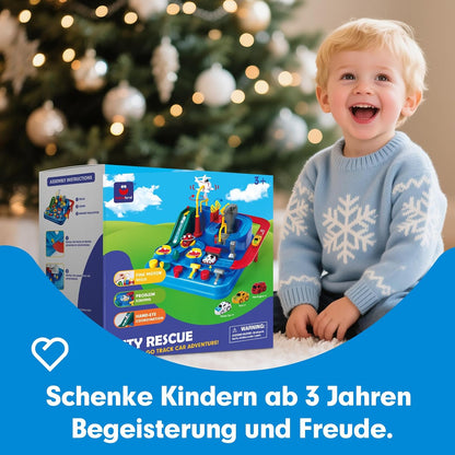 Circuit de voitures de course pour enfants sans piles – 3 véhicules, 8 défis
