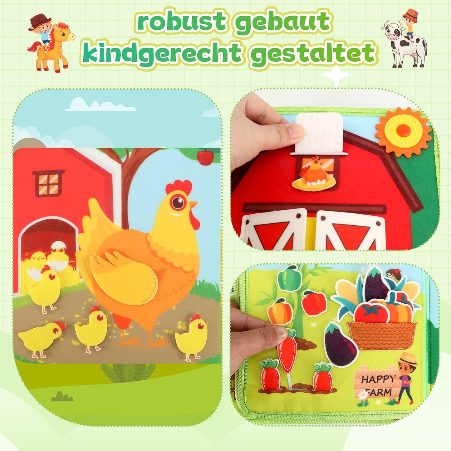Bauernhof Quiet Book – 25 Aktivitäten, Montessori ab 2 Jahren