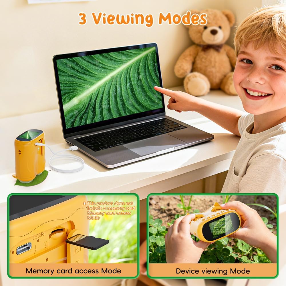 2-in-1 Microscope & Binoculars for Kids – 2.4" IPS Display, 8 LED, Ages 3+