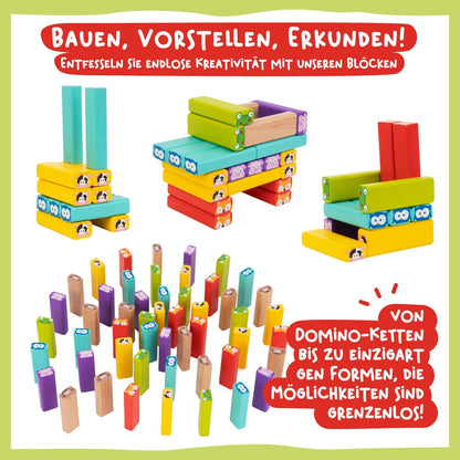 Nene Toys Pädagogisches Kinderspiel ab 3 Jahre - Wackelturm 4 in 1 aus Holz mit Farben und Tieren - Spielzeug für Mädchen und Jungs von 3 bis 9 Jahren - Stapelturm Holz Brettspiel