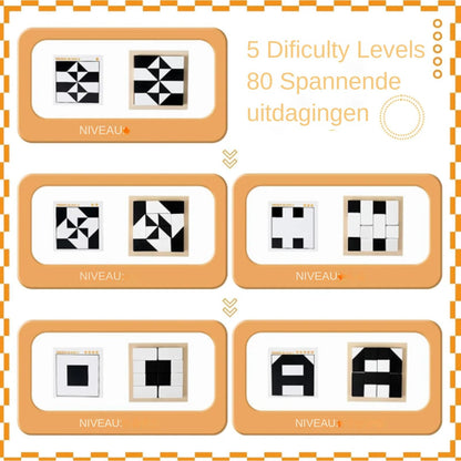 Holz-Blockpuzzle mit 40 Fragekarten – Denkspiel für Kinder & Familie