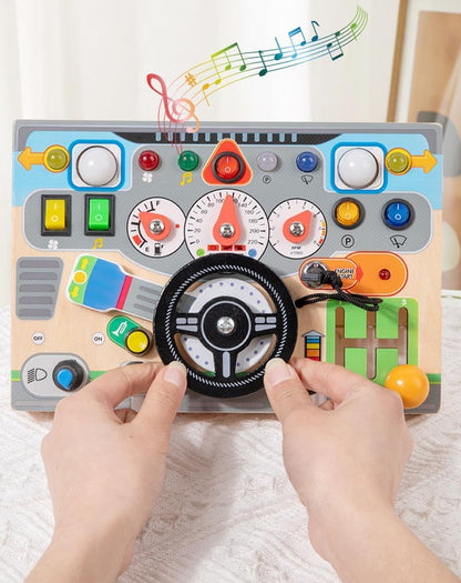 Holz-Fahrsimulator Lenkrad mit Licht & Sound ab 3 Jahre