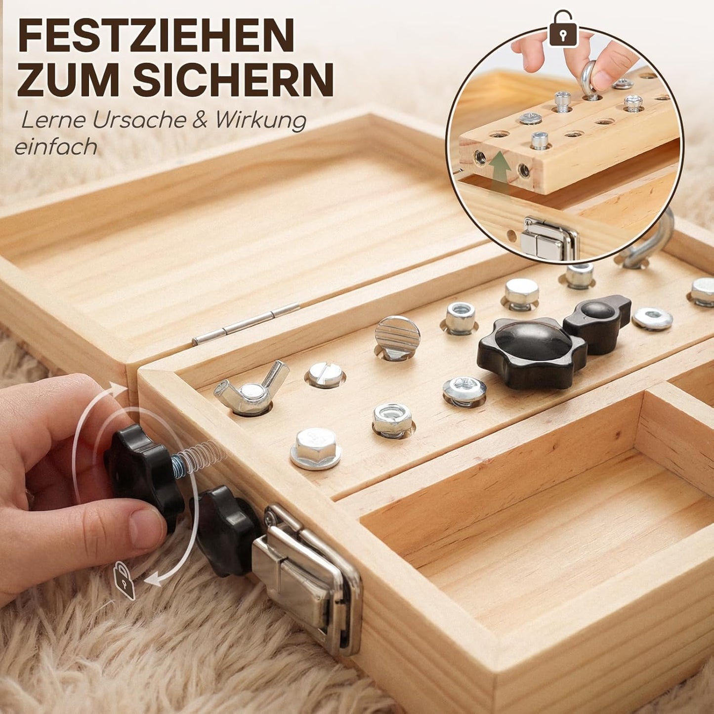 Valise à outils en bois pour enfants – Jouet à visser Montessori à partir de 3 ans