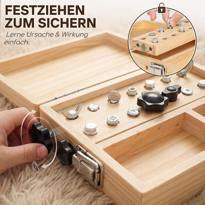 Valise à outils en bois pour enfants – Jouet à visser Montessori à partir de 3 ans