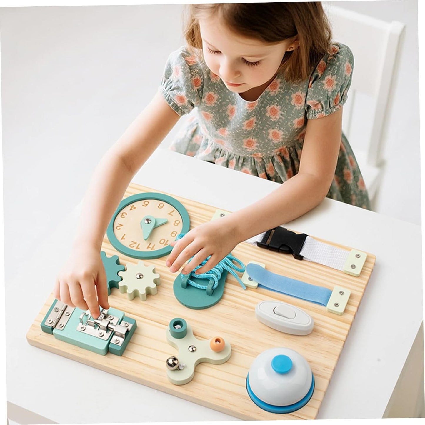 Busy Board Holz 9 Spielmodi – Schalter, Schloesser, Zahnraeder