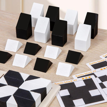 Holz-Blockpuzzle mit 40 Fragekarten – Denkspiel für Kinder & Familie