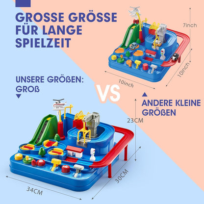 Circuit de voitures de course pour enfants sans piles – 3 véhicules, 8 défis