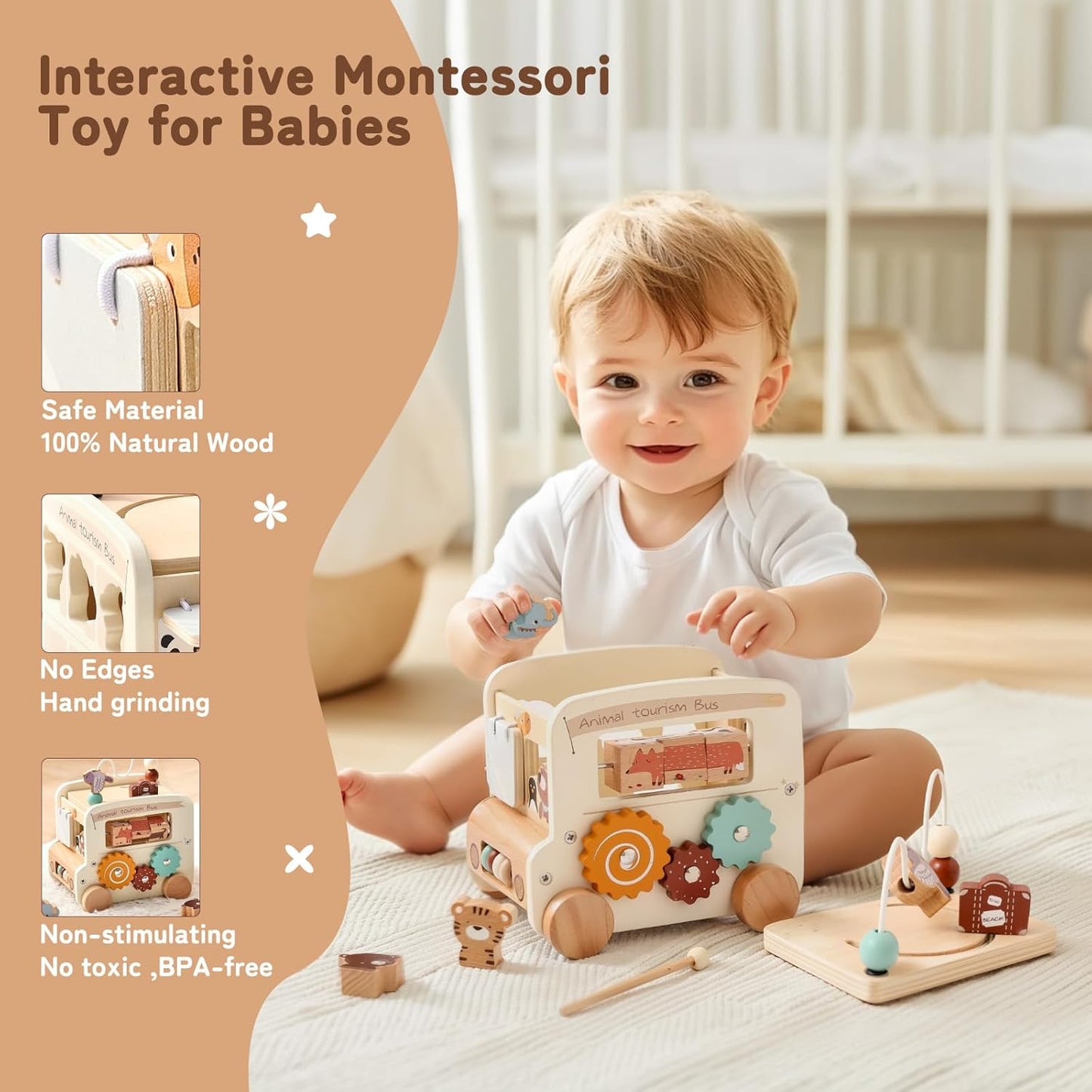 8-in-1 Aktivitaetswuerfel Holz – Montessori ab 1 Jahr