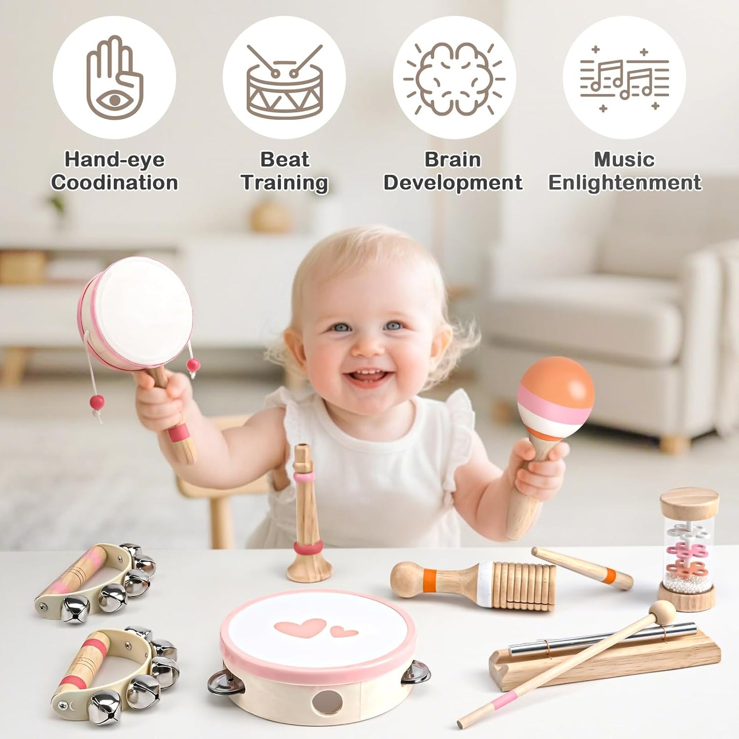 Instruments de musique en bois pour enfants – à partir de 2 ans