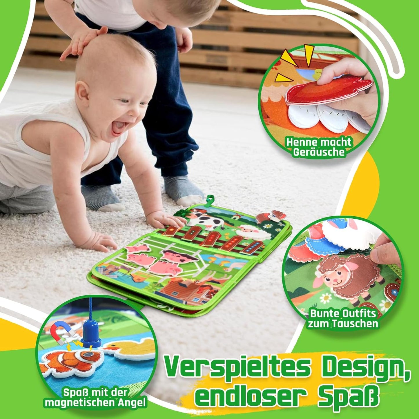 9-in-1 Bauernhof Busy Board – Montessori Activity Book ab 1 Jahr