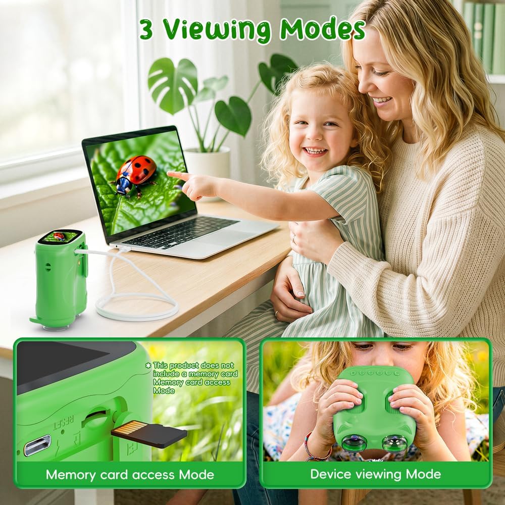 2-in-1 Microscope & Binoculars for Kids – 2.4" IPS Display, 8 LED, Ages 3+