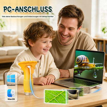 GeschenPark Digitales Mikroskop für Kinder mit 25 Entdeckerkarten, 1000X Vergrößerung, 2-Zoll-1080P-HD-Display, Spielzeug ab 3-12 Jahre Jungen Mädchen, Geschenk für Kinder