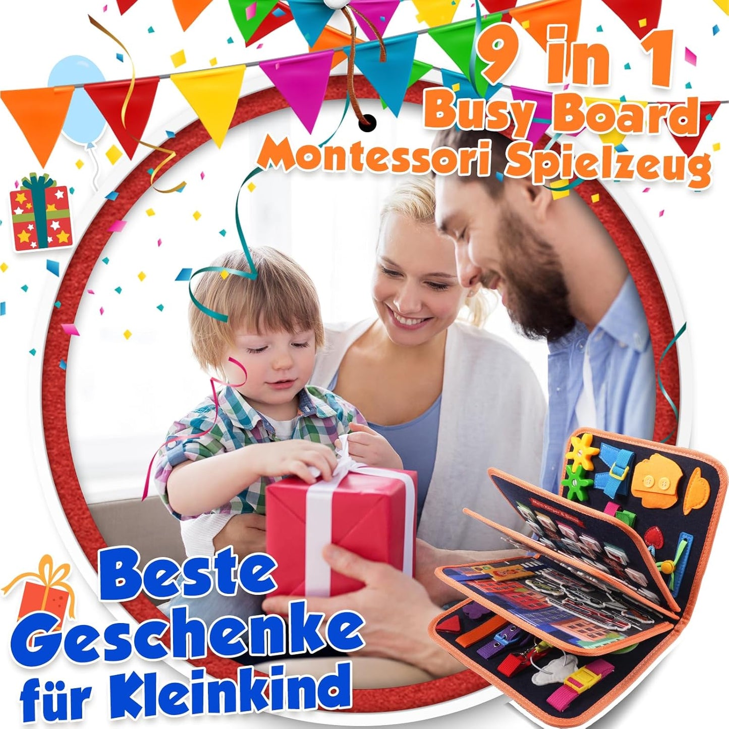 9-in-1 Bauernhof Busy Board – Montessori Activity Book ab 1 Jahr