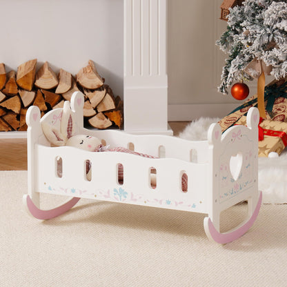 Puppenbett mit Kleiderschrank aus Holz – Spielmoebel fuer Puppen bis 55 cm