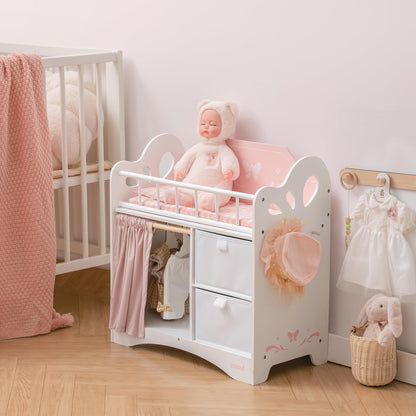 Holz Puppenbett mit Kleiderschrank