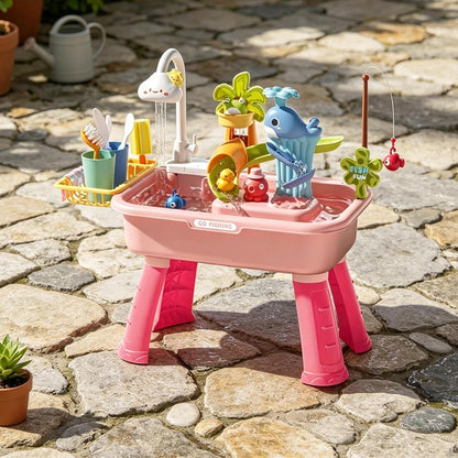 Kinder Wasserspieltisch mit Pumpe & 43 Zubehörteilen – Outdoor ab 4 Jahren