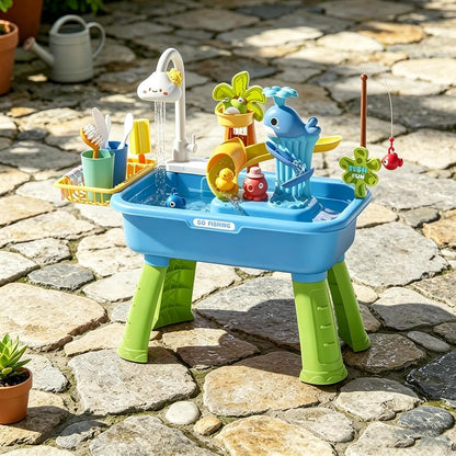 Kinder Wasserspieltisch mit Pumpe & 43 Zubehörteilen – Outdoor ab 4 Jahren